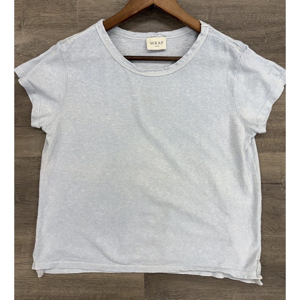 WRAP LONDON Women's Hemp & Organic Cotton Relaxed Boxy T-Shirt Sky Blue Sz 8